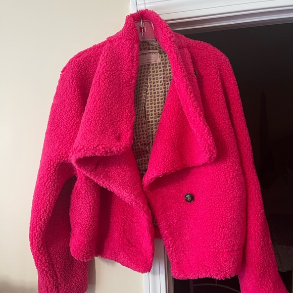 COPY - Free People Izzy Wrap Teddy Jacket fuchsia - Picture 5 of 11
